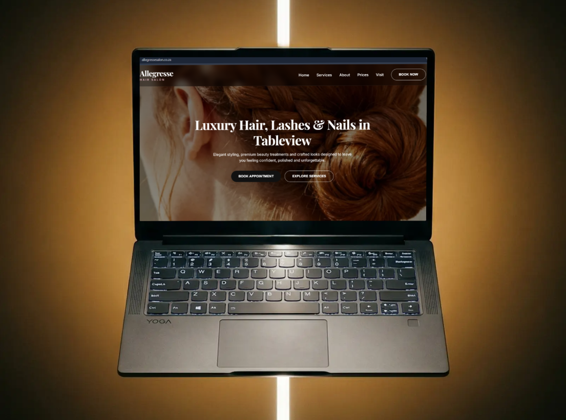 Allegresse Hair Salon website mockup